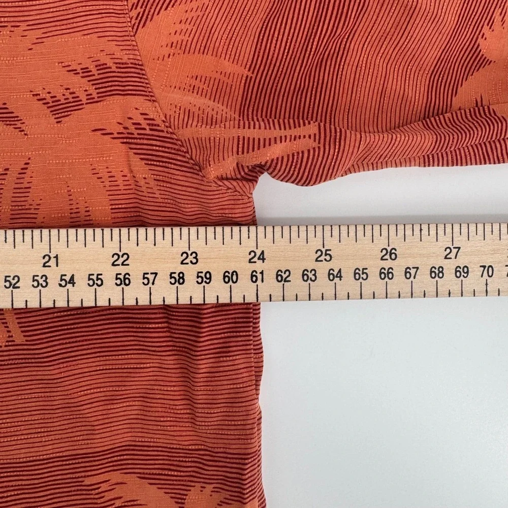 Tommy Bahama Mens Large Silk Palm Tree Jacquard Camp Shirt Burnt Orange S/S